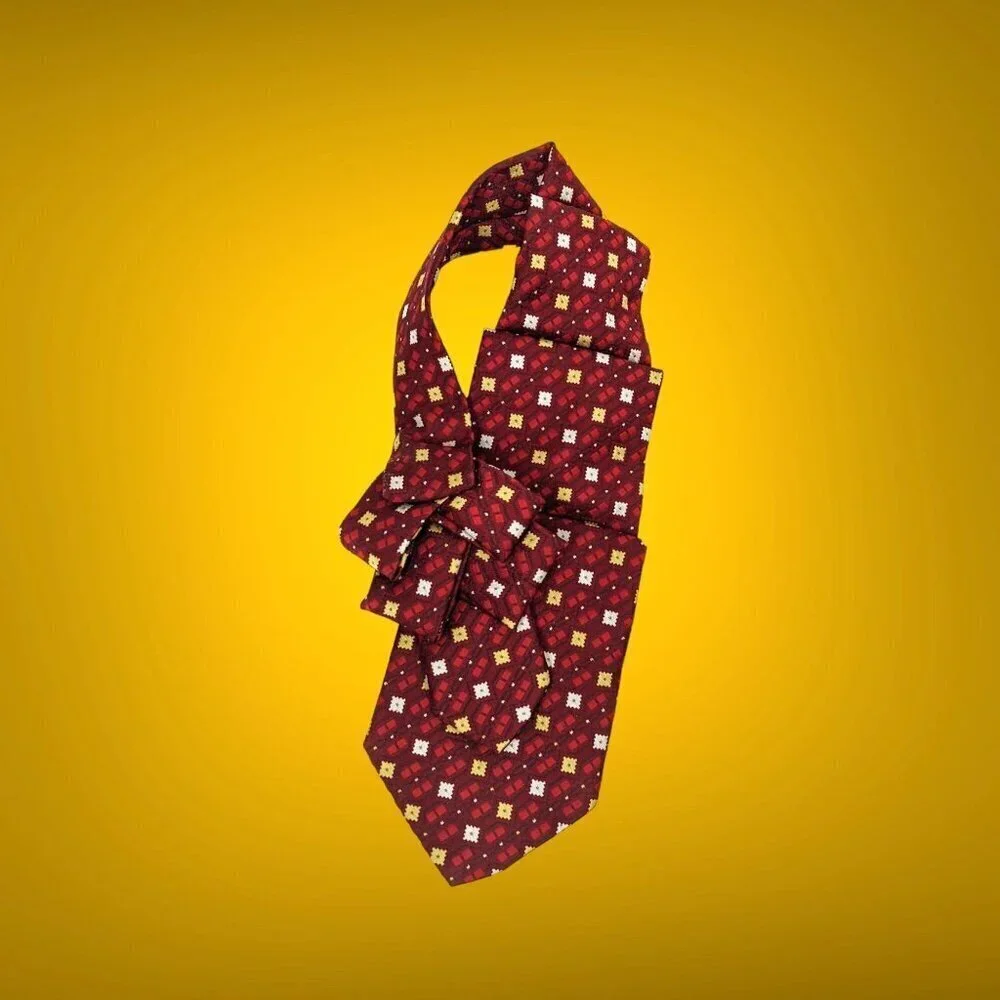 Men's Red Ascot Tie - Ascot Made From Men's Necktie - Vintage Ascot